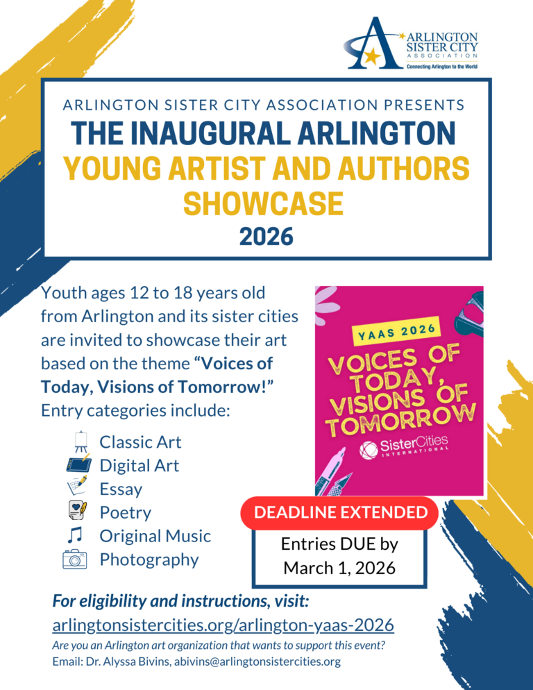 Arlington Young Artist and Authors Showcase flyer with new deadline March 1